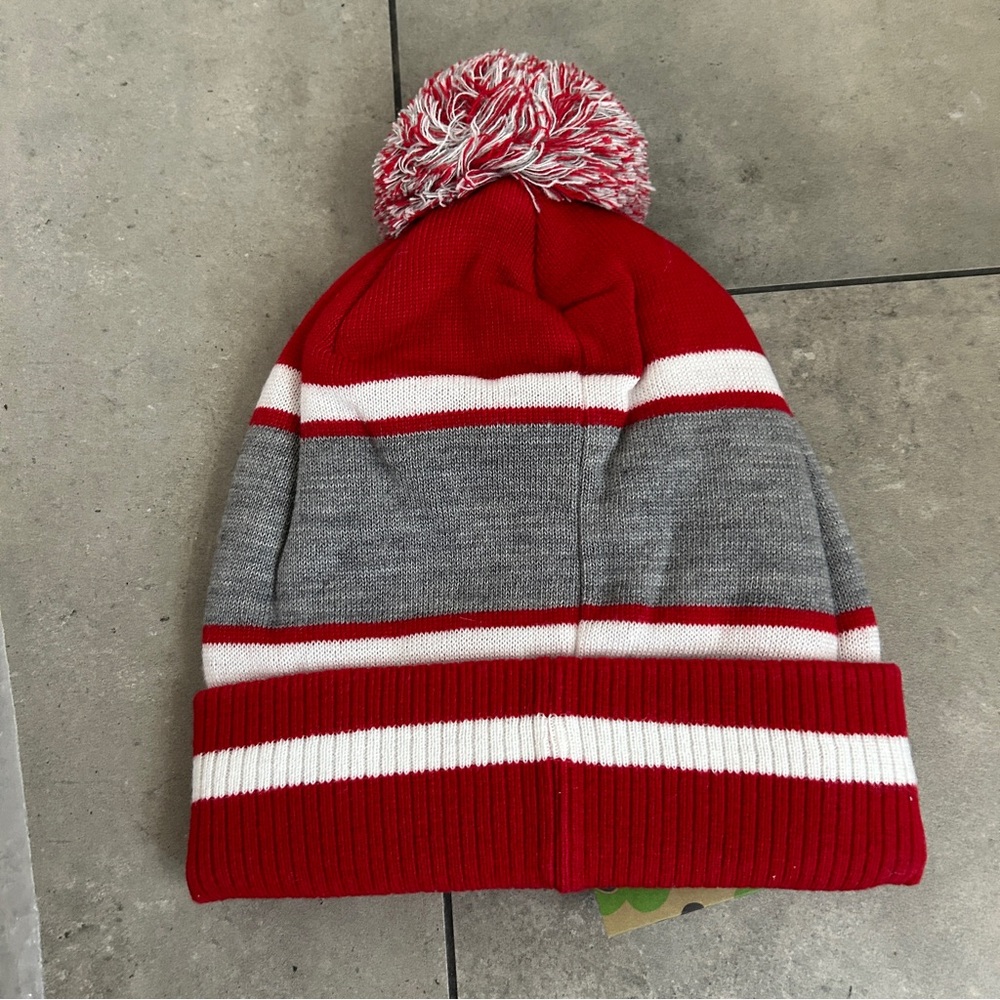 NEW Bape Pom Pom knit snow hat red gray - Picture 4 of 5